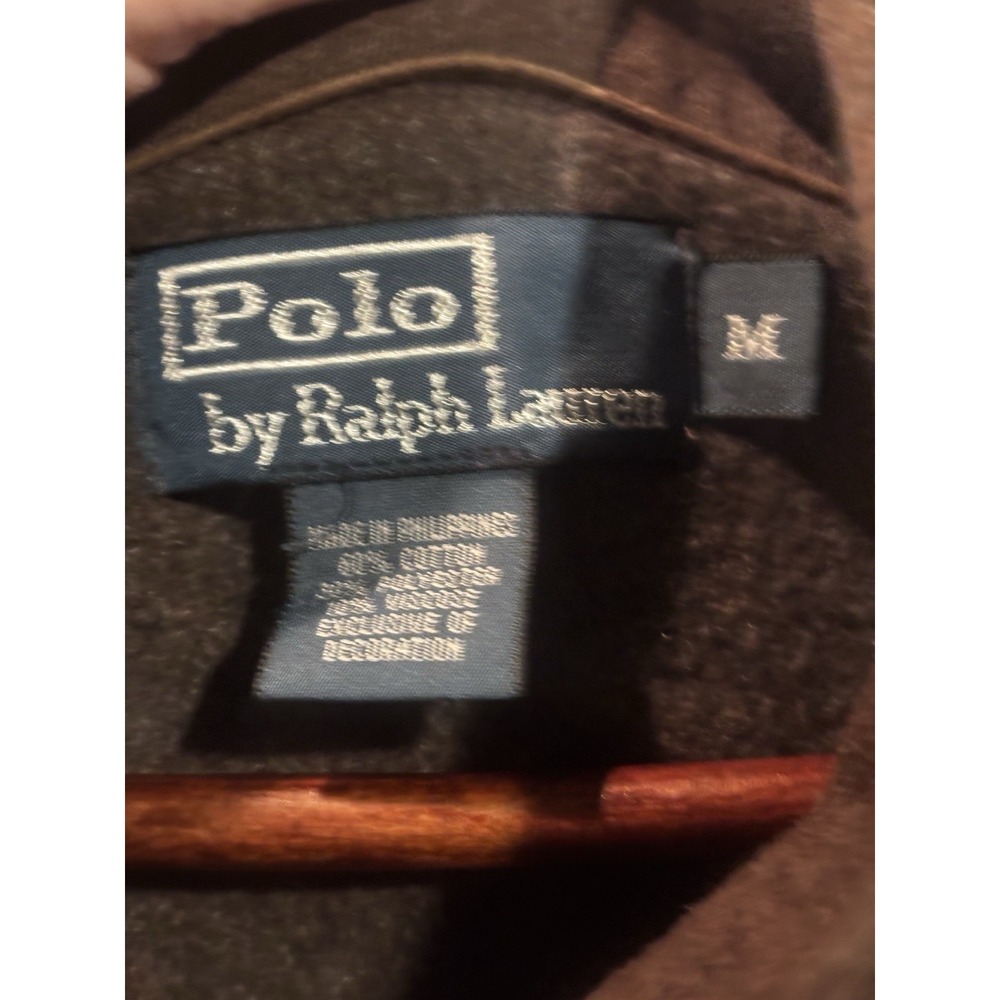 Vintage Polo Ralph Lauren‎ Men's  Med Suede Elbows Shawl Neck Sweater 90s M - Picture 2 of 8